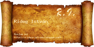 Rideg István névjegykártya